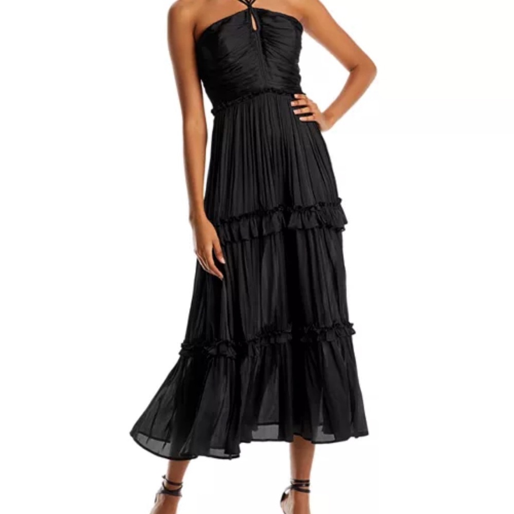 Aqua Strappy Ruched Midi Dress